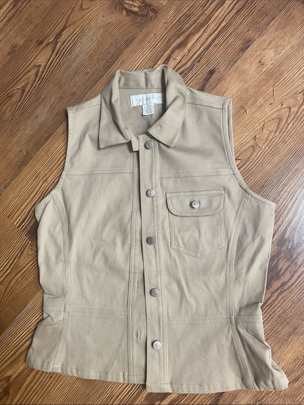 GENERRA Tan Sleeveless Button-Front Utility Vest